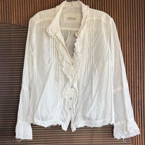 We The Free Cream Ruffled Blouse